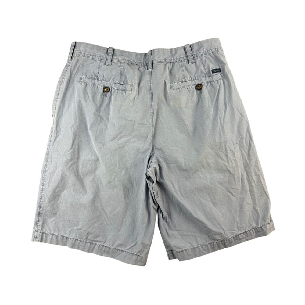 IZOD Saltwater Shorts Men 34 Blue 100% Cotton Chino Flat Front Pockets‎ Summer - Picture 2 of 9